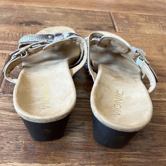 Vionic Radia Orthotic Adjustable Triple Strap Slide Wedge Sandals Size 8 - Picture 8 of 14